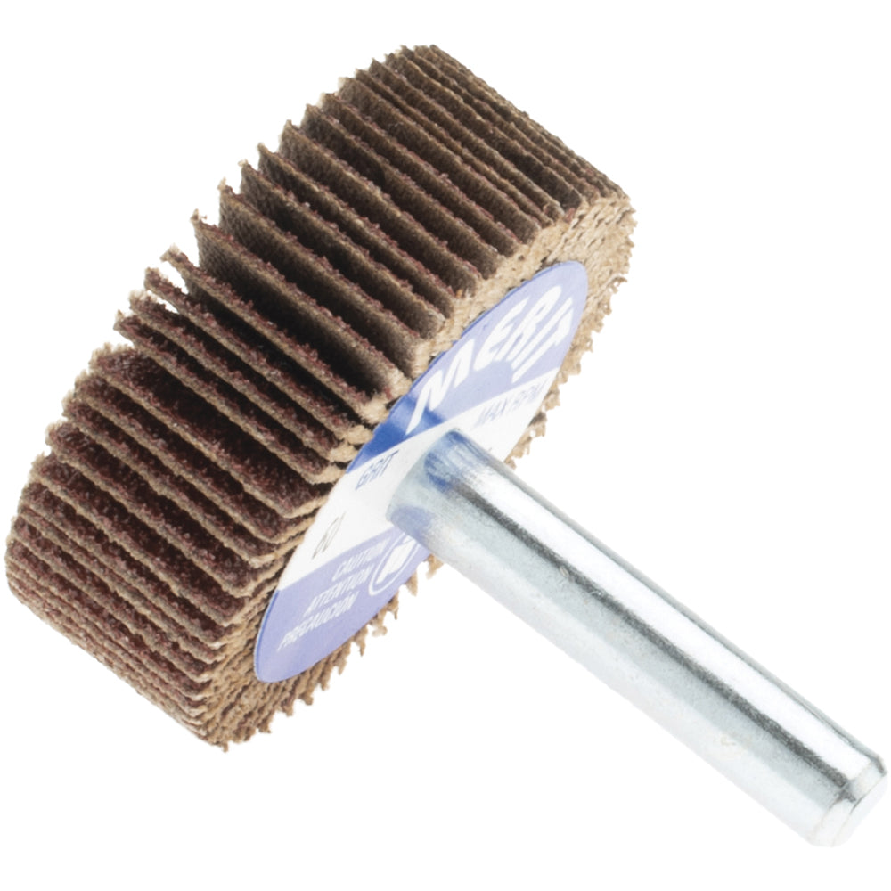 Merit Abrasives 08834137130 Mounted Flap Wheel 1-1/2" Dia, 1/2" Face Width, 60 Grit, Ceramic Alumina