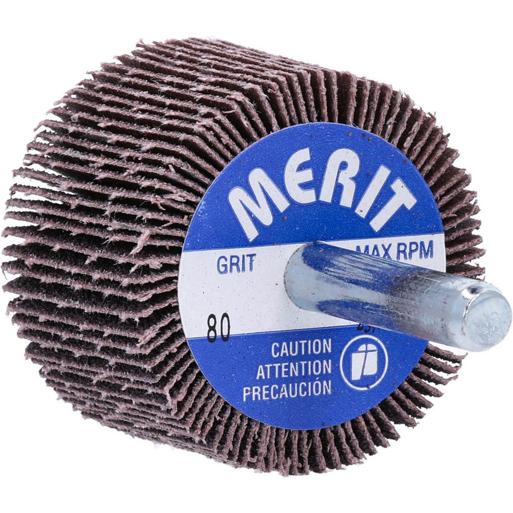 Merit Abrasives 08834137141 Mounted Flap Wheel 1-1/2" Dia, 1" Face Width, 80 Grit, Ceramic Alumina