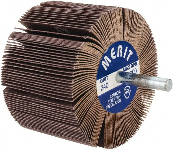 Merit Abrasives 08834137264 Mounted Flap Wheel 3" Dia, 2" Face Width, 240 Grit, Ceramic Alumina