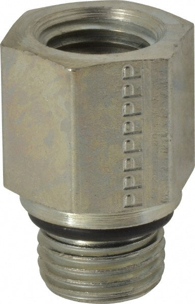 Parker 6-1/4 F5OG-S Industrial Pipe Adapter 1/4" Female Thread, 9/16-18 Male Thread, Male Straight Thread O-Ring x Female NPTF