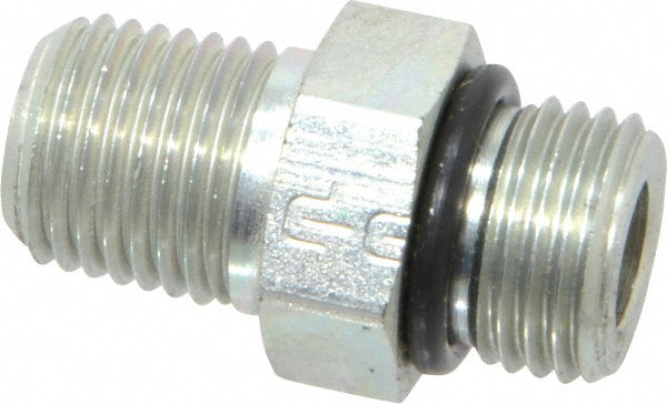 Parker 6-1/4 F5OF-S Industrial Pipe Adapter 9/16-18 x 1/4" Male Thread, Male Straight Thread O-Ring x Male NPTF