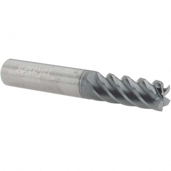 Supermill 5251866 Corner Radius End Mill 3/8" Dia, 1" LOC, 0.015" Radius, 5 Flutes, Solid Carbide