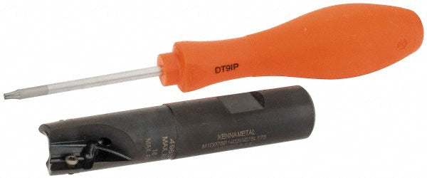 Kennametal 2623856 Indexable Square-Shoulder End Mill M1D075E1402W075L175, 3/4" Cut Dia, 14.73 mm Max Depth of Cut, 3/4" Dia Weldon Flat Shank
