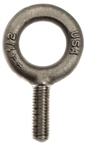Gibraltar 11657 2 Fixed Lifting Eye Bolt Without Shoulder, 1,400 lb Capacity, 3/8-16 Thread, Grade C-1035 Forged Steel