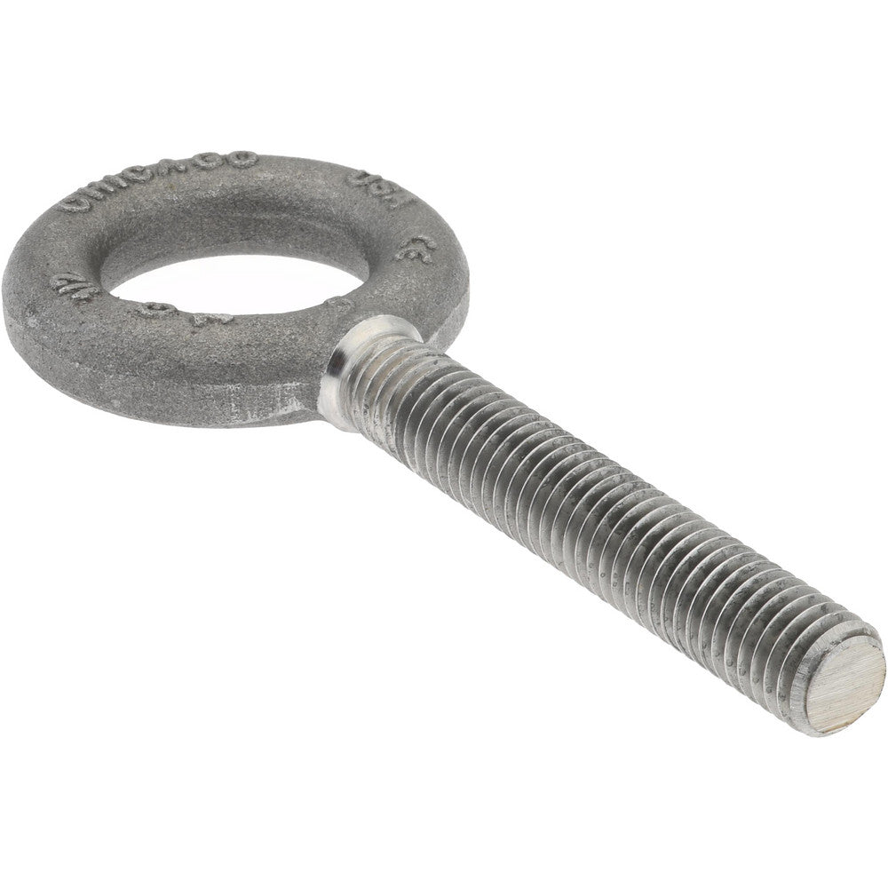 Gibraltar 11691 6 Fixed Lifting Eye Bolt Without Shoulder, 2,600 lb Capacity, 1/2-13 Thread, Grade C-1035 Forged Steel