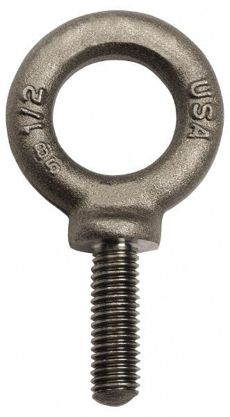 Gibraltar 12868 1 Fixed Lifting Eye Bolt With Shoulder, 2,000 lb Capacity, 7/16-14 Thread, Grade C-1035 Forged Steel