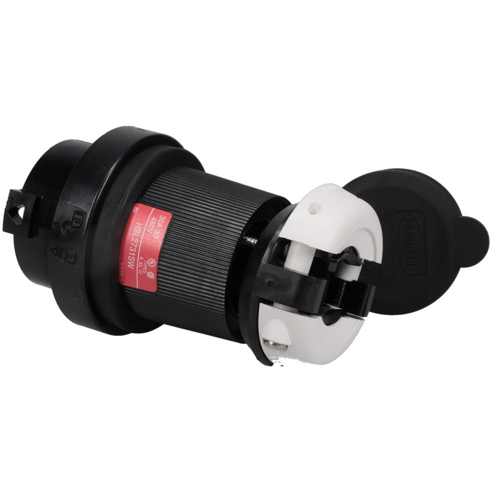 Hubbell Wiring Device-Kellems HBL2731SW Locking Inlet Plug, Industrial, L16-30P, 480V, Black & White