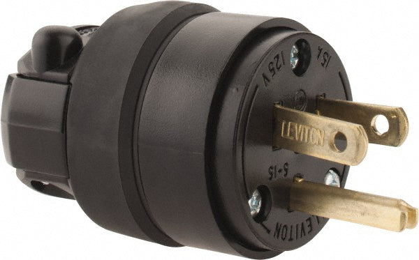 Leviton 515PR Straight Blade Plug Residential, 5-15P, 125VAC, Black