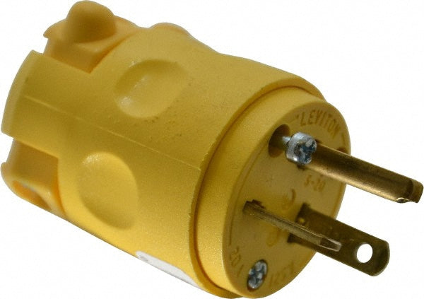 Leviton 520PV Straight Blade Plug Commercial, 5-20P, 125VAC, Yellow