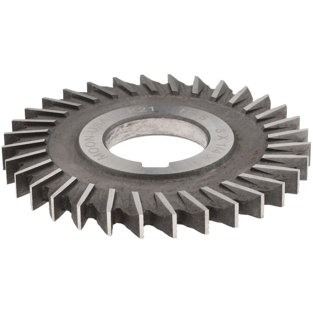 MOON CUTTERS CO. SS3250 Side Chip Saw 3" Blade Dia, 1/4" Blade Thickness, 1" Arbor Hole Dia, 32 Teeth, High Speed Steel
