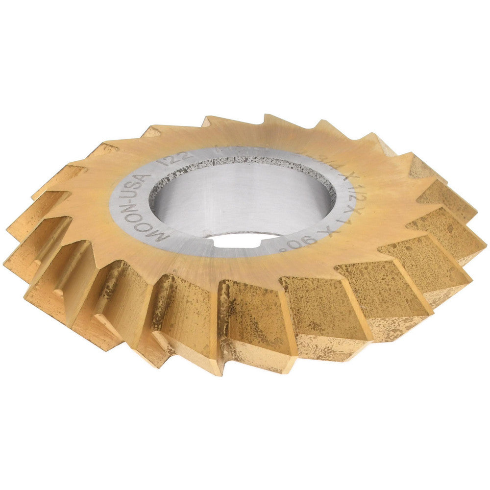 MOON CUTTERS CO. DA27500-90-TIN Double Angle Milling Cutter 90 °, 2-3/4" Cut Dia, 1/2" Cut Width, 1" Arbor Hole, High Speed Steel