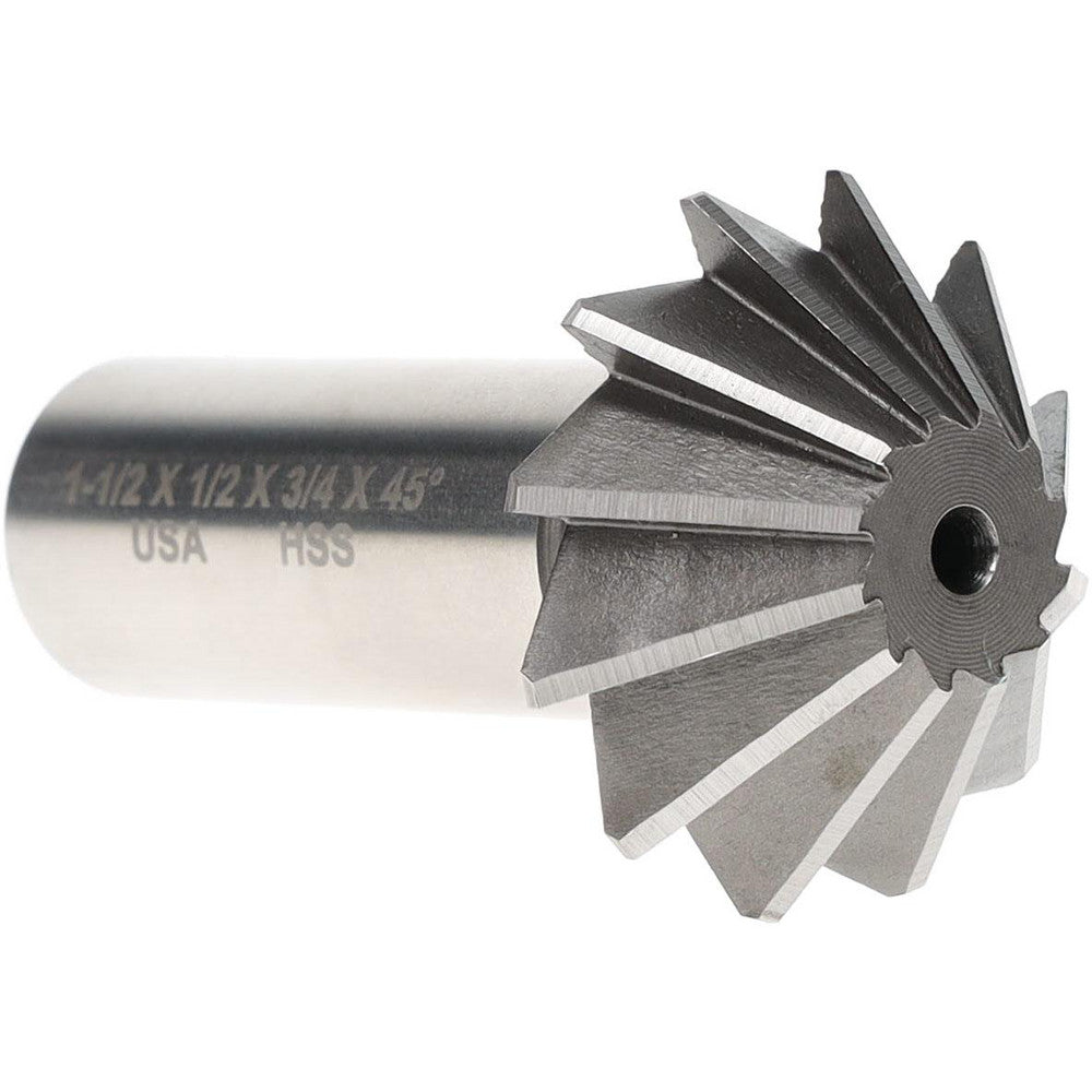 Made in USA Milling Cutters SAC1500-45 1-1/2 x 1/2" 45° 12-Tooth High Speed Steel Single-Angle Cutter