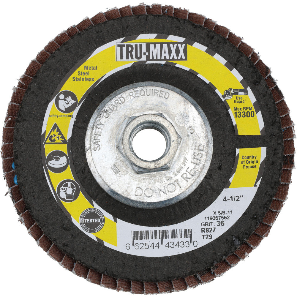 Tru-Maxx 66254443433 Flap Disc 5/8-11 Hole, 36 Grit, Zirconia Alumina, Type 29