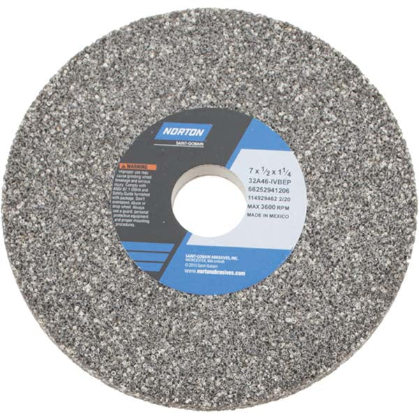 Norton 66252941206 Surface Grinding Wheel 7" Dia, 1/2" Thick, 1-1/4" Hole, 46 Grit, I Hardness