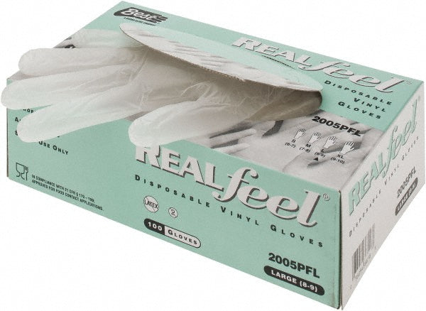 SHOWA 2005PFL-08 Disposable Glove Size Large, 5.0 mil, Vinyl Coated, Vinyl, Food Grade, Powder-Free