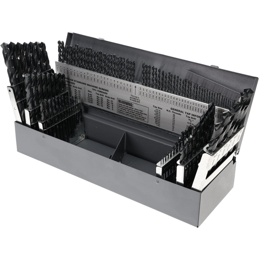 Hertel 73285017 Drill Bit Set Jobber Length Drill Bits, 114 Pc, 1" Drill Bit Sizes118 °, High Speed Steel