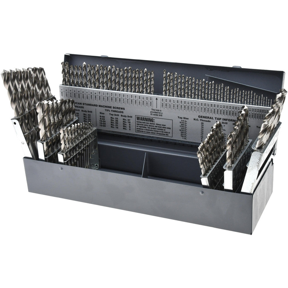 Hertel 73285397 Drill Bit Set Jobber Length Drill Bits, 0.04" to 0.5" Drill Bit Size, 118 °, High Speed Steel