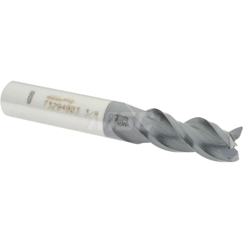 Accupro 73294803 Corner Radius End Mill 3/8" Dia, 7/8" LOC, 0.015" Radius, 3 Flutes, Solid Carbide
