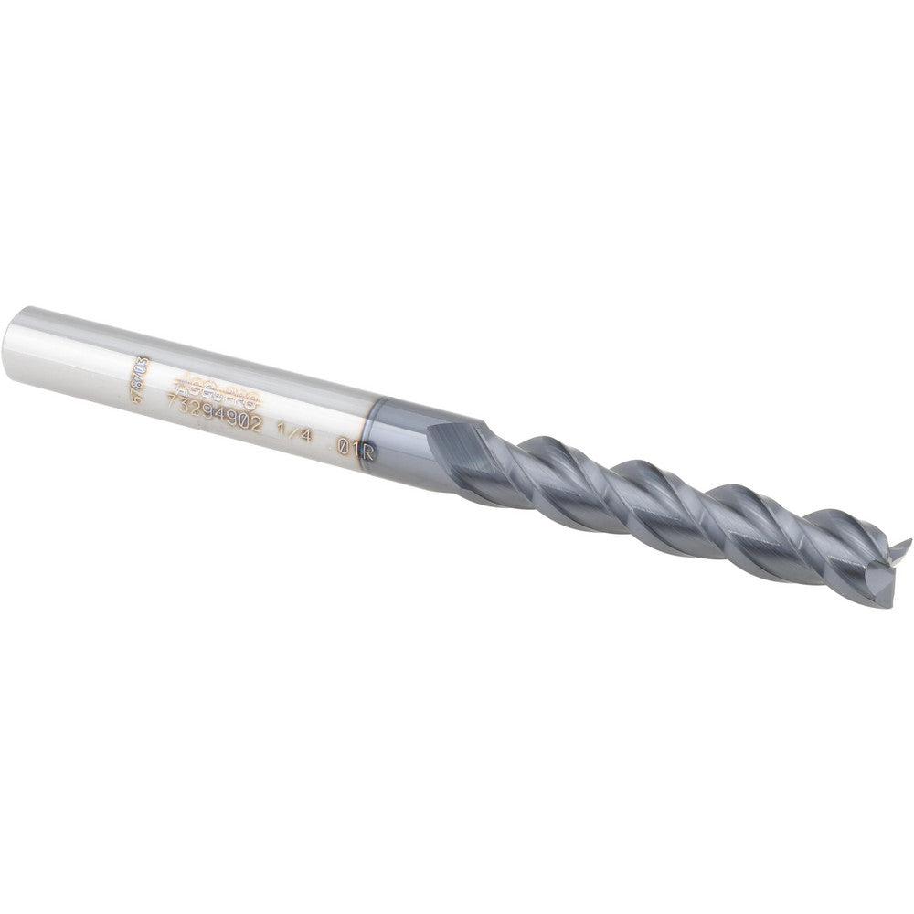 Accupro 73294902 Corner Radius End Mill 1/4" Dia, 1-1/4" LOC, 0.0100" Radius, 3 Flute, Solid Carbide