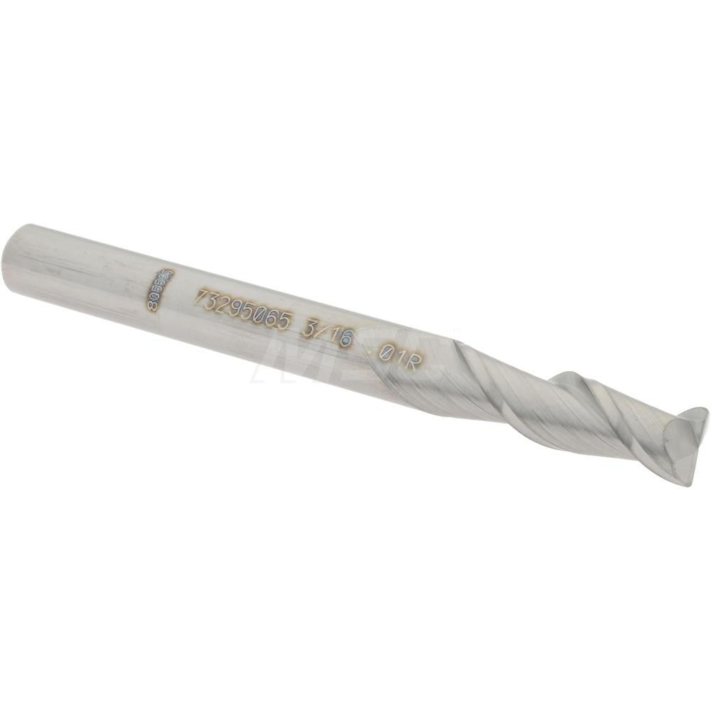 Accupro 73295065 Corner Radius End Mill 3/16" Dia, 5/8" LOC, 0.01" Radius, 2 Flutes, Solid Carbide