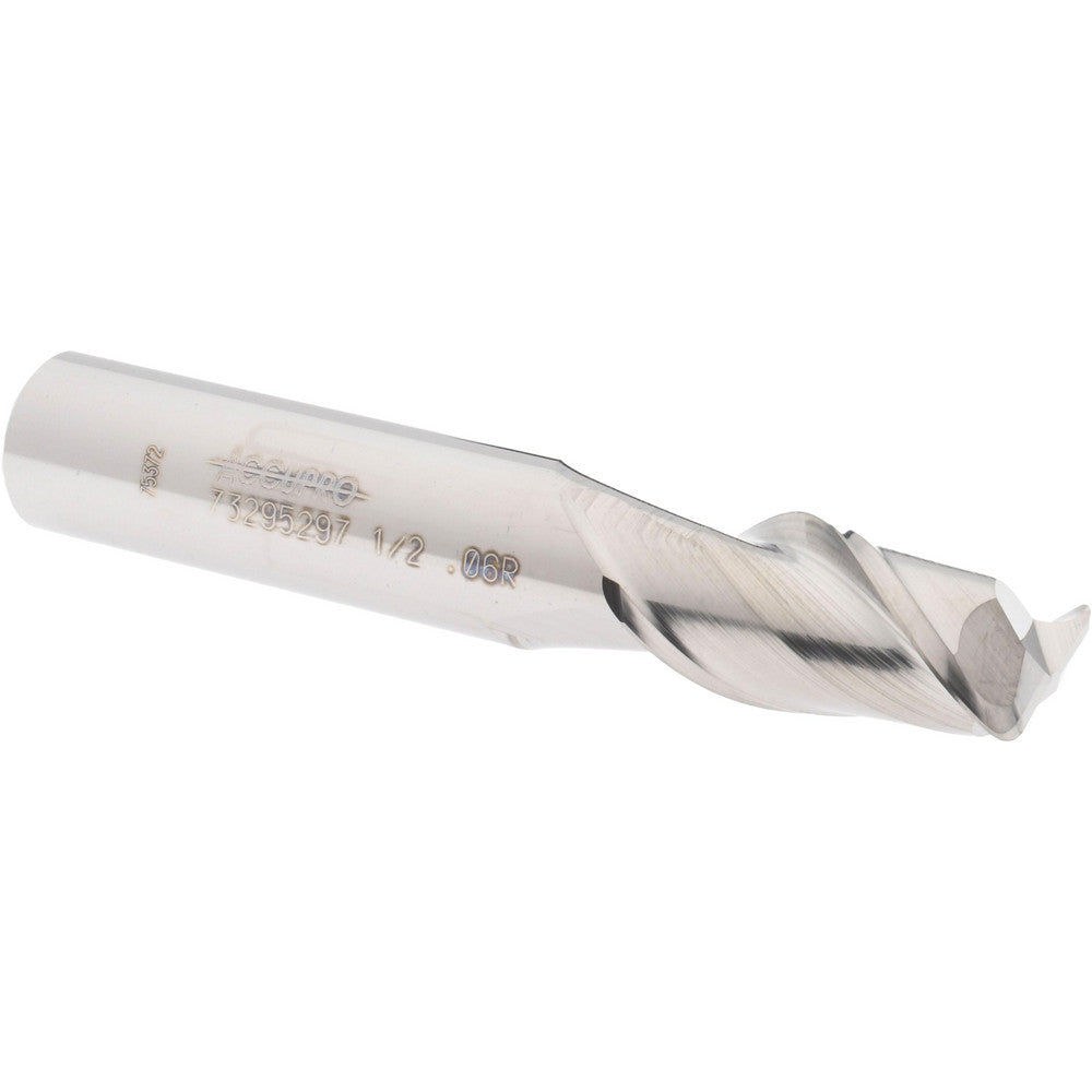 Accupro 73295297 Corner Radius End Mill 1/2" Dia, 1" LOC, 0.06" Radius, 2 Flutes, Solid Carbide