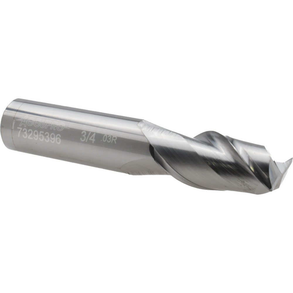 Accupro 73295396 Corner Radius End Mill 3/4" Dia, 1-1/2" LOC, 0.03" Radius, 2 Flutes, Solid Carbide