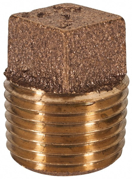 Merit Brass XNL117-08 Brass Pipe Cap 1/2" Fitting, Threaded, MNPT x FNPT, Class 125, Lead Free