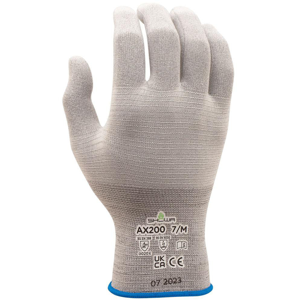SHOWA AX200L-08 Anti-Static Gloves Size Large, Gray, Polyurethane
