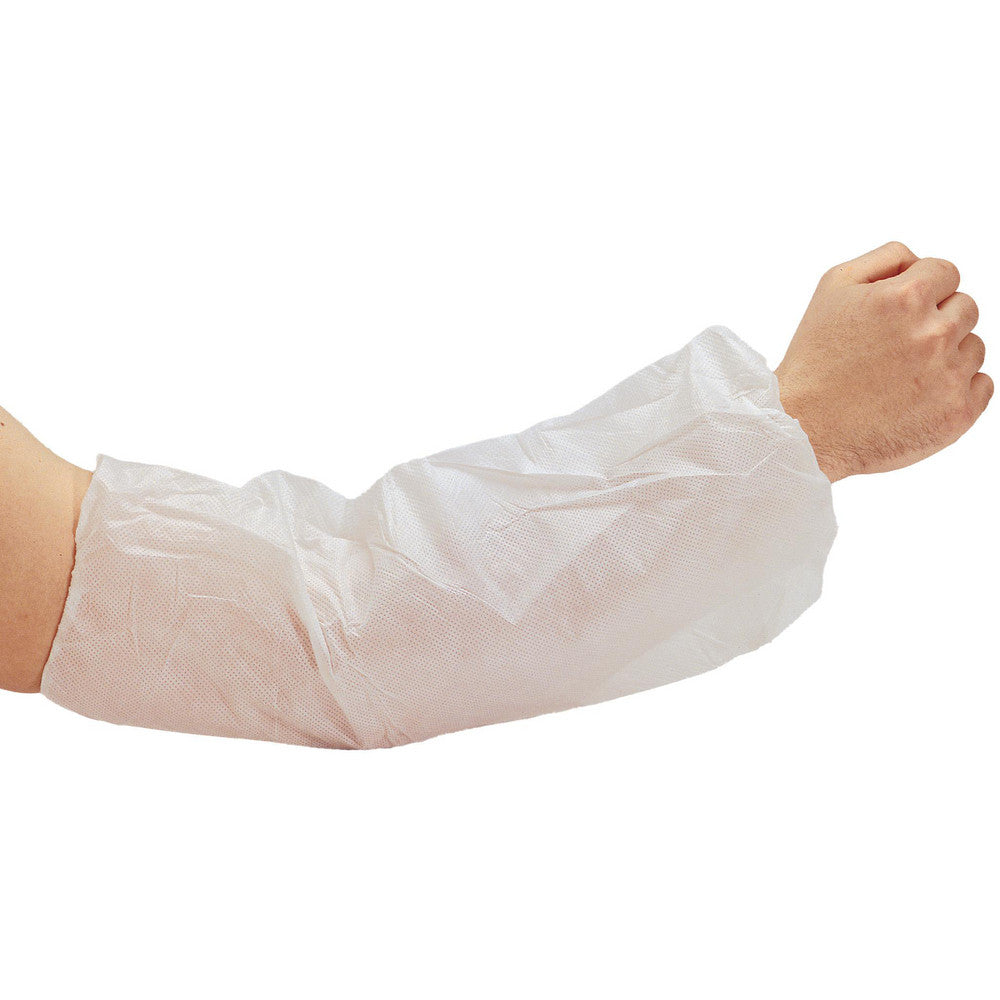 PRO-SAFE KM-AG-NWI-WHITE Sleeves Size Universal Product Type Disposable Sleeves Closure Type Elastic Cuff Overall Length 18.00in Thumb Hole No Seam Style Plain