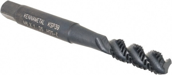Kennametal 5443910 Spiral Flute Tap M6x1, 3 Flute, Bottoming Chamfer, 6H Class of Fit, Cobalt, Oxide Finish