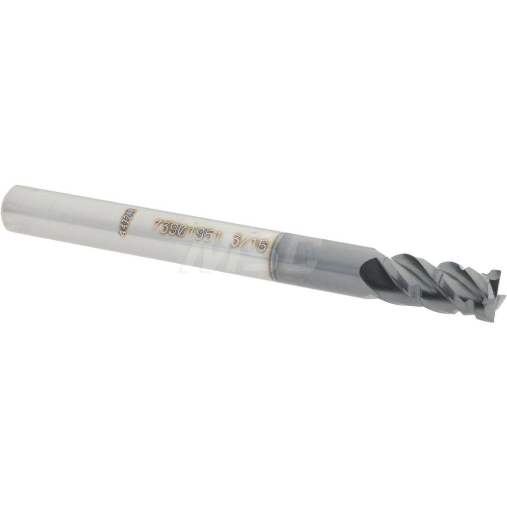 Accupro 73901951 Roughing & Finishing End Mill 3/16" Dia, 4 Flutes, Square End, Chipbreaker, Solid Carbide