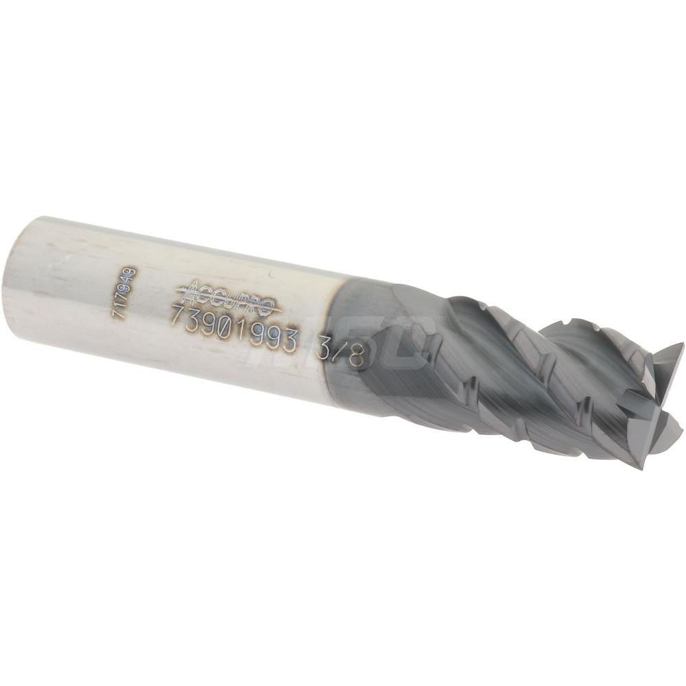 Accupro 73901993 Roughing & Finishing End Mill 3/8" Dia, 4 Flutes, Square End, Chipbreaker, Solid Carbide