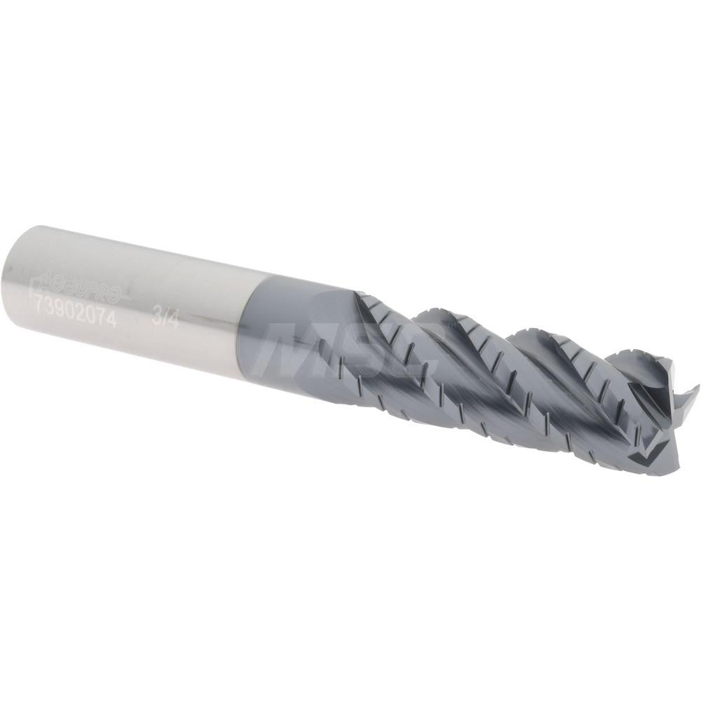 Accupro 73902074 Roughing & Finishing End Mill 3/4" Dia, 4 Flutes, Square End, Chipbreaker, Solid Carbide