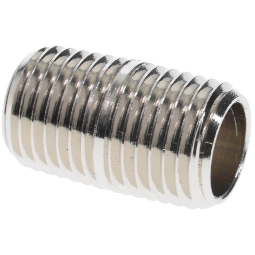 Value Collection PC112NB-4 Brass Pipe Nipple Threaded on Both Ends, 7/8" OAL, NPT, Nickel-Plated