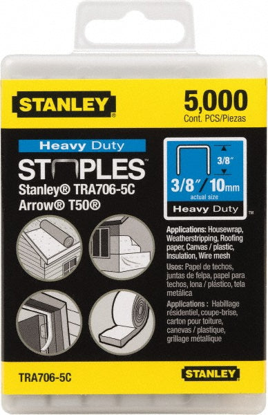 Stanley TRA706-5C Galvanized Steel Heavy-Duty Power Crown Staple 3/8" Leg Length