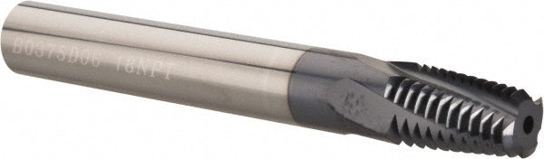 Carmex B0375D0618NPT Helical Flute Thread Mill 1/4-183/8-18, Internal & External, 4 Flute, 0.3750" Shank Dia, Solid Carbide