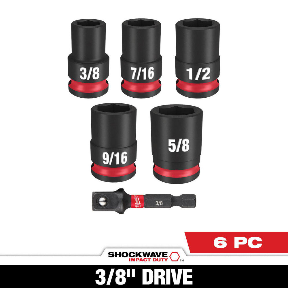 Milwaukee Tool 49-66-7035 Deep Impact Socket Set Socket Set 6 Pc, 3/8 to 5/8" Socket