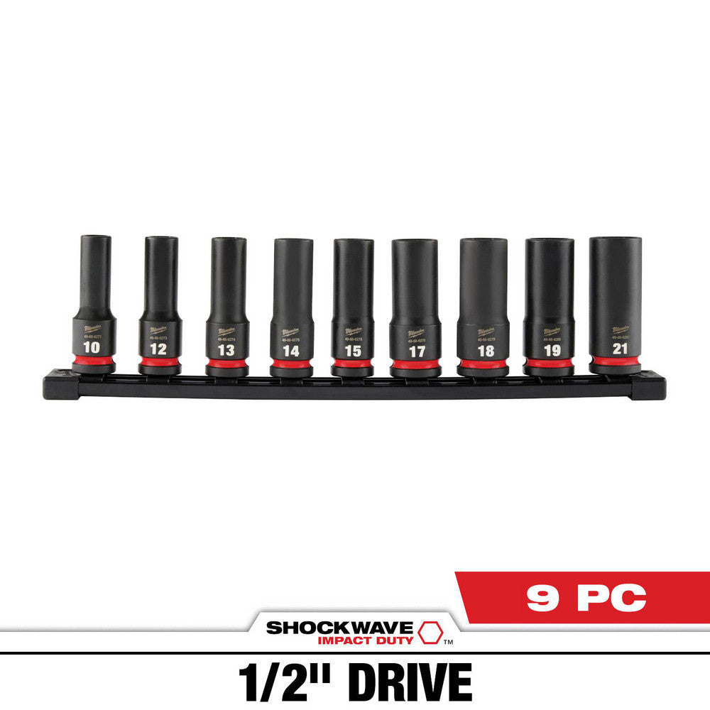Milwaukee Tool 49-66-7032 Deep Impact Socket Set Socket Set 9 Pc, 10.00 to 21.00" Socket
