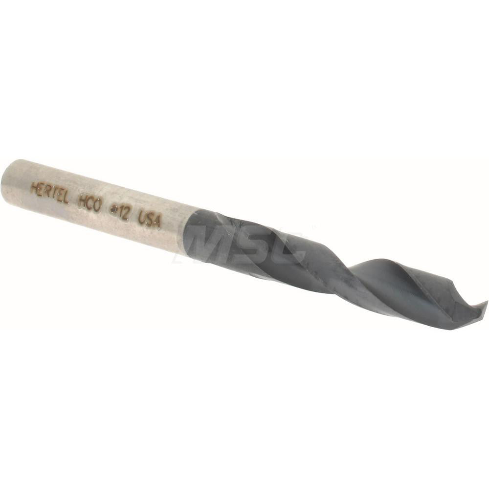Hertel 74132093 Screw Machine Length Drill Bit #12 (0.1890) Dia, 135 deg, Cobalt