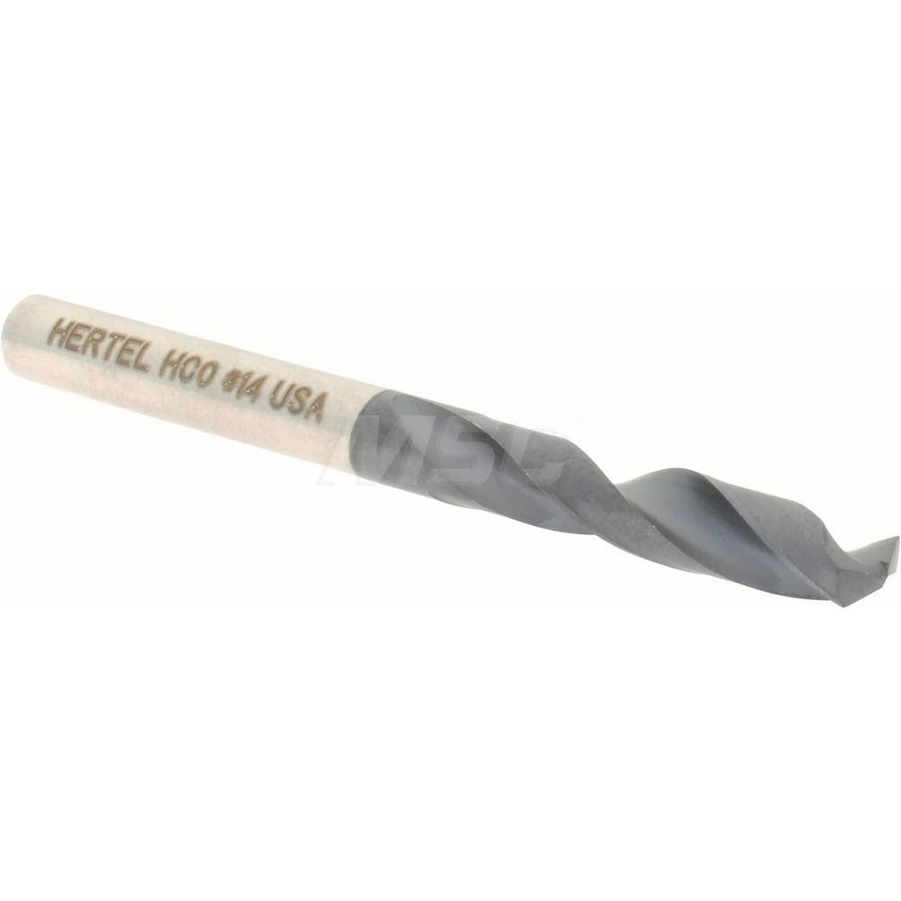 Hertel 74132119 Screw Machine Length Drill Bit #14 (0.1820) Dia, 135 deg, Cobalt