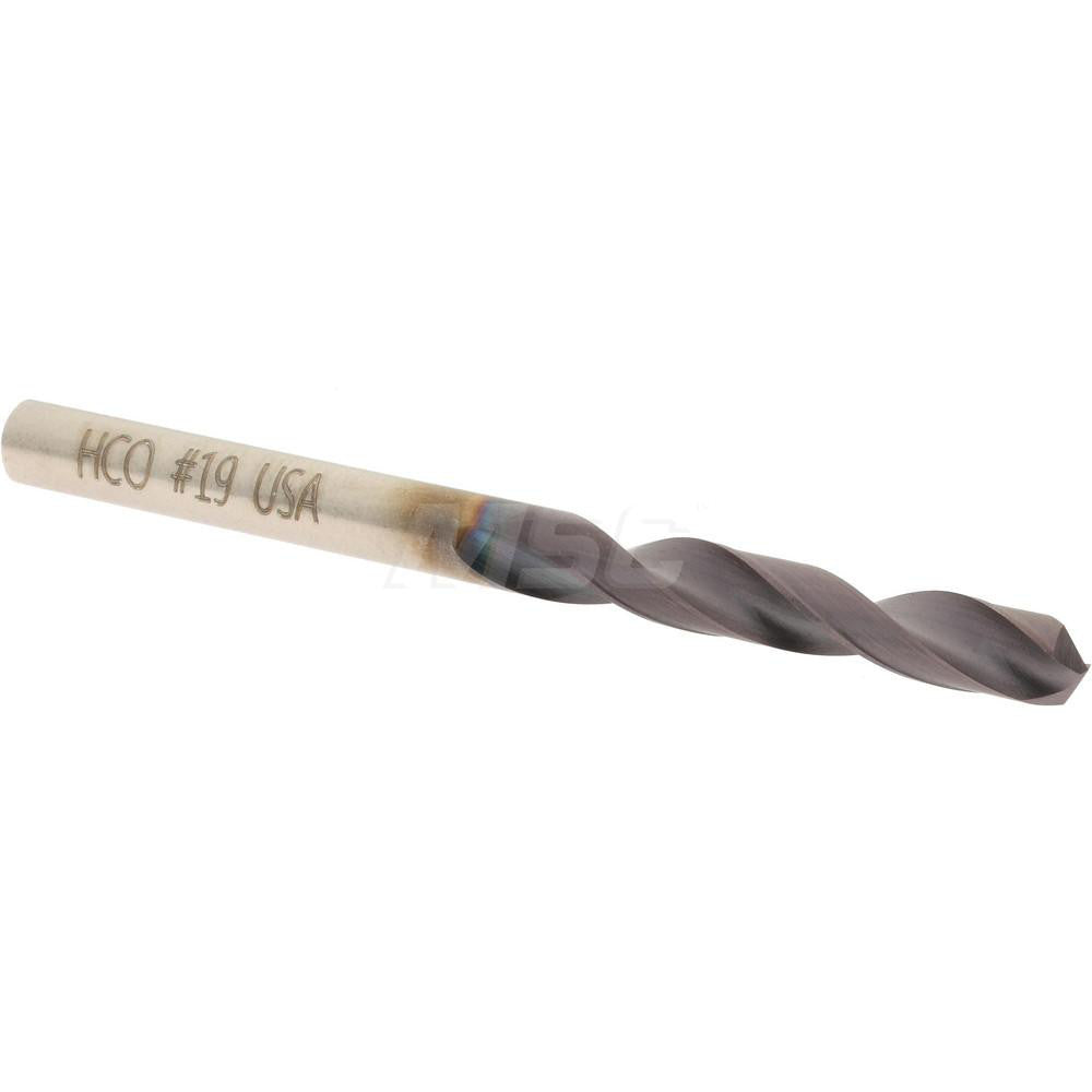 Hertel 74132168 Screw Machine Length Drill Bit #19 (0.1660) Dia, 135 deg, Cobalt