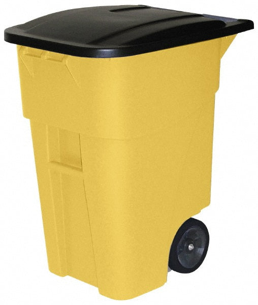 Rubbermaid FG9W2700YEL Rollout Trash/Garbage Can/Bin with Wheels, 50 gal, Yellow