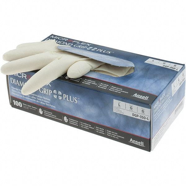 Ansell DGP-350-L Series Microflex Diamond Grip Plus Disposable Gloves Size Large, 5.1 mil, Uncoated-Coated Latex, Medical Grade, Unpowdered