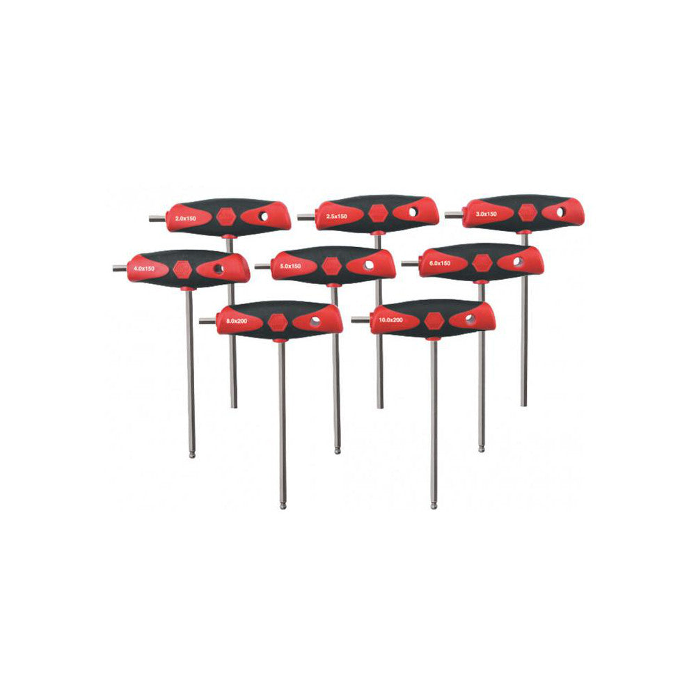 Wiha 54095 1 Piece, Ergo Dual Component Ball End & T-Handle Driver Hex Key Set