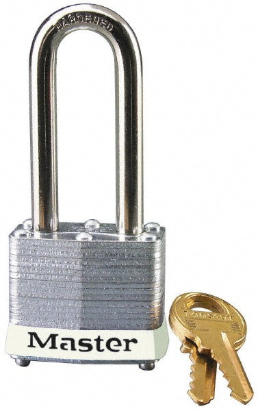 Master Lock 3KALHWHT-3984 Lockout Padlock Keyed Alike, Laminated Steel, 2.0000™ High, Steel Shackle, White