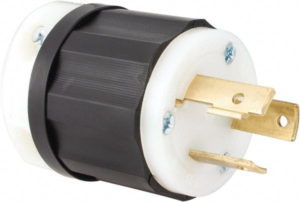 Leviton 2641 Locking Inlet Plug, Industrial, L8-30P, 480V, Black & White