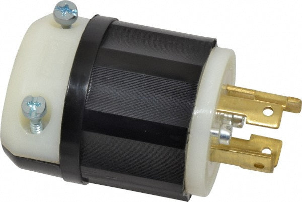 Leviton 2721 Locking Inlet Plug, Industrial, L15-30P, 250V, Black & White