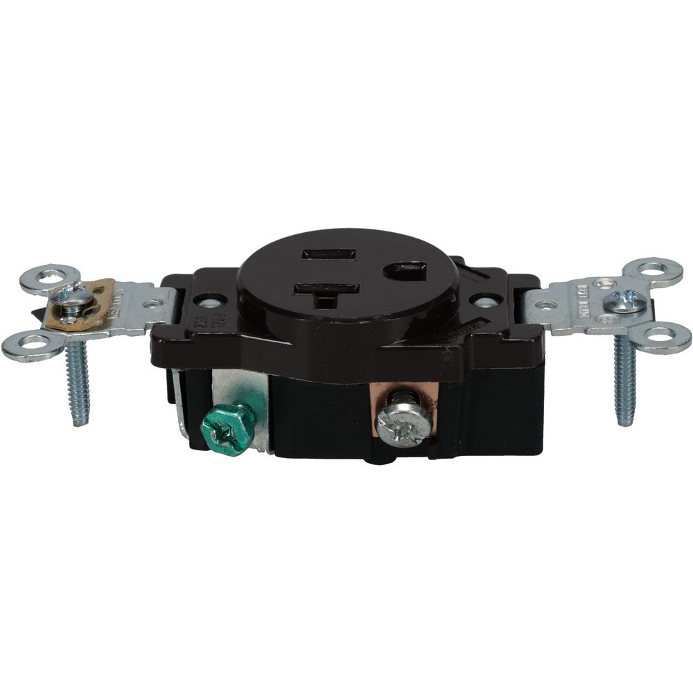 Leviton 5361 Straight Blade Single Receptacle NEMA 5-20R, 20 Amps, Self-Grounding