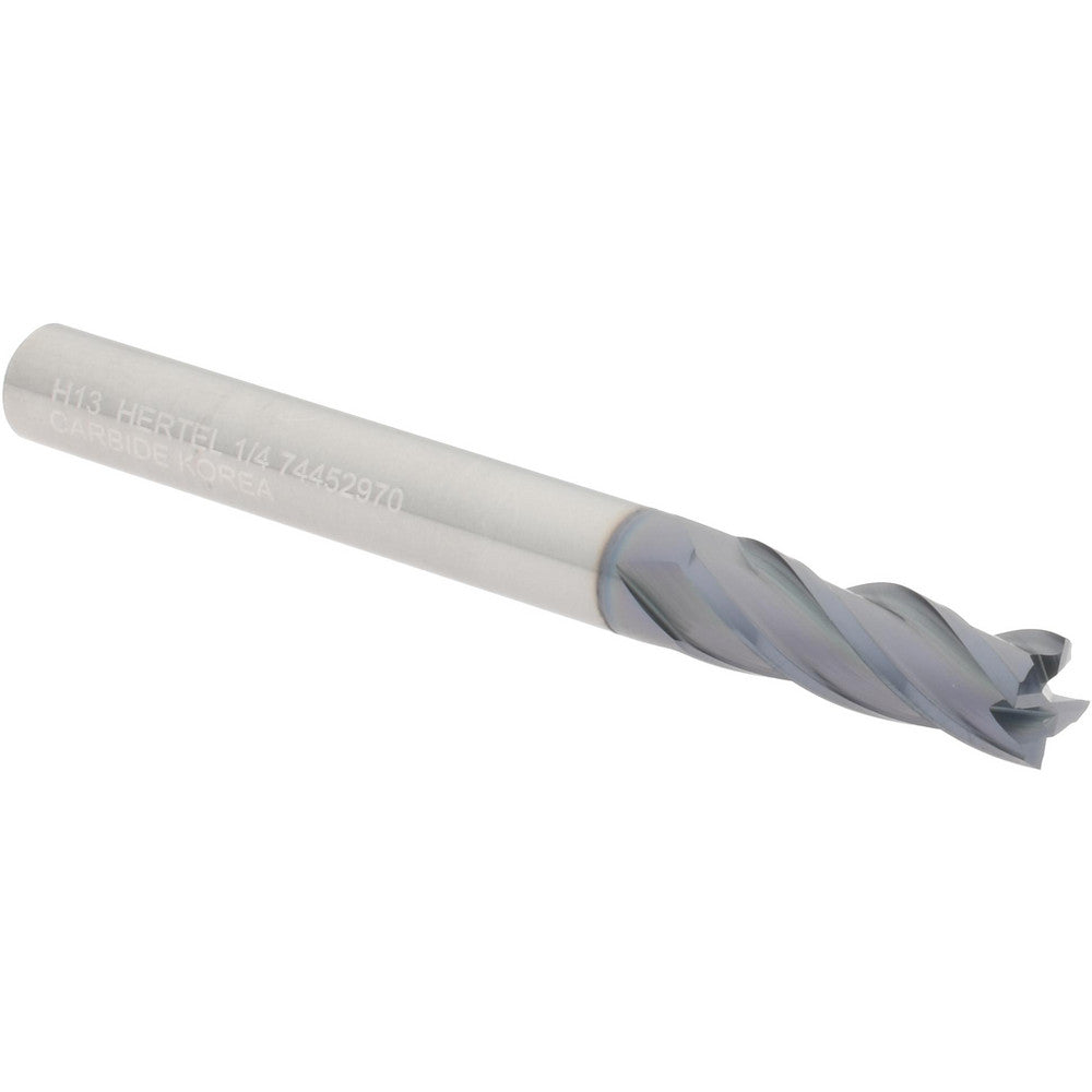 Hertel 74452970 Square End Mill 1/4" Dia, 3/4" LOC, 4 Flute, Solid Carbide