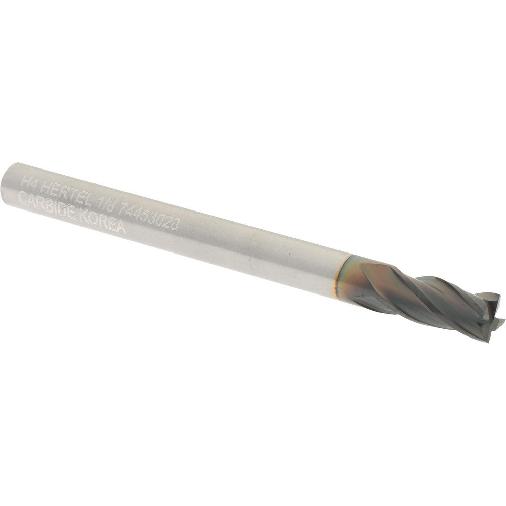 Hertel 74453028 Square End Mill 1/8" Dia, 1/4" LOC, 4 Flute, Solid Carbide